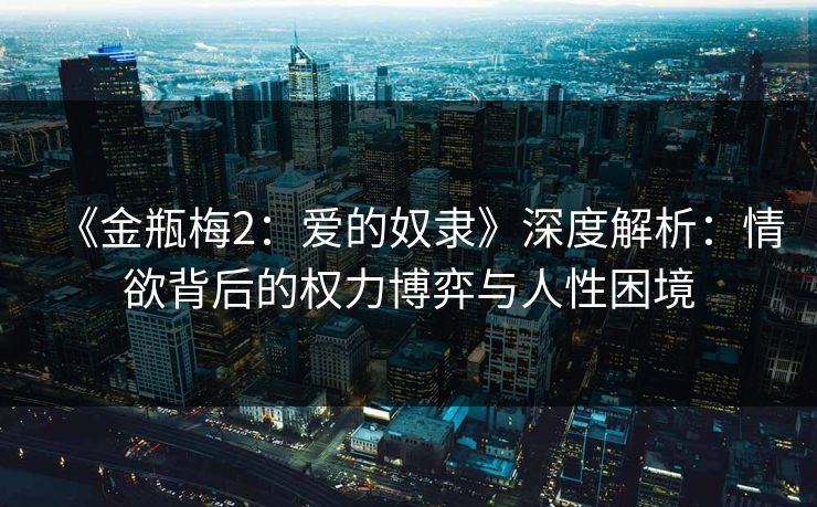 《金瓶梅2：爱的奴隶》深度解析：情欲背后的权力博弈与人性困境  第1张