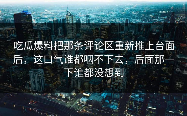 吃瓜爆料把那条评论区重新推上台面后，这口气谁都咽不下去，后面那一下谁都没想到